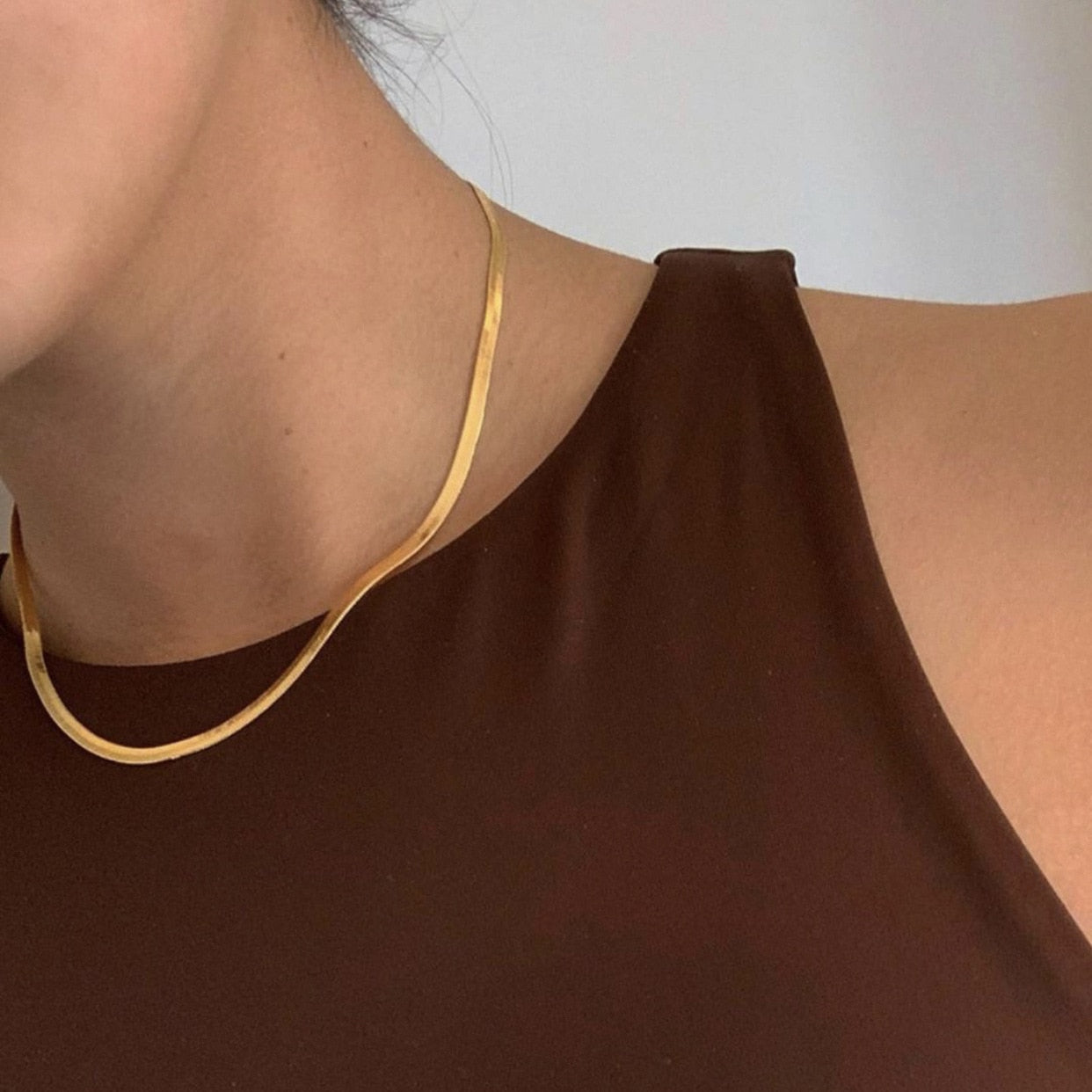 24K Gold Plated Snake Chain Necklace – Unisex, Adjustable Length, Nickel-Free, German Made