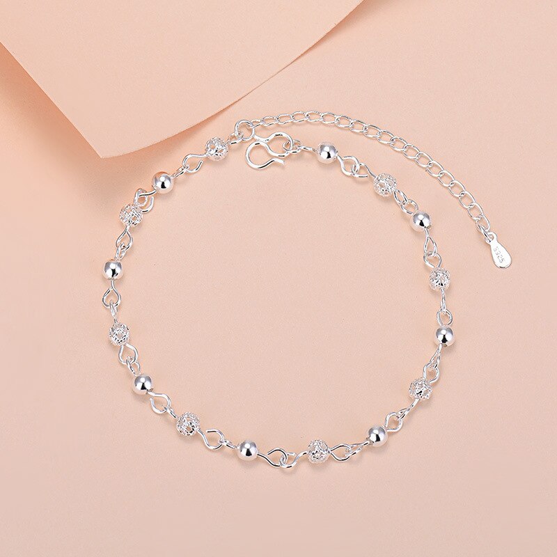 Vivian 925 Sterling Silver Charm Bead Bracelet