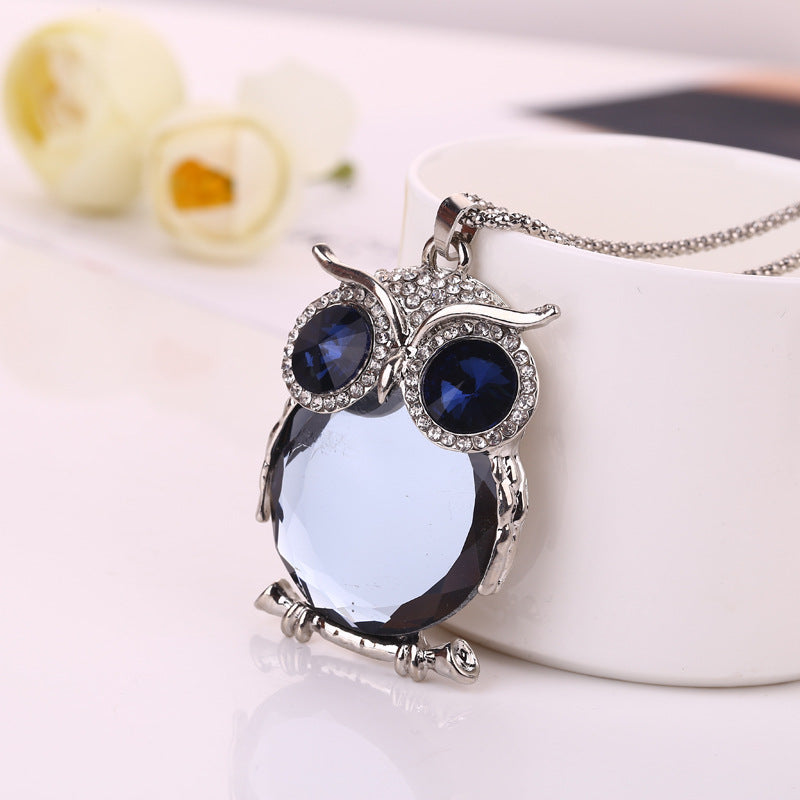 Sparkling Crystal Owl Necklace