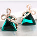 Austrian Crystal Gold Triangle Bow Rhinestone Stud Earrings-Stud Earrings-Kirijewels.com-Green E90H-Kirijewels.com