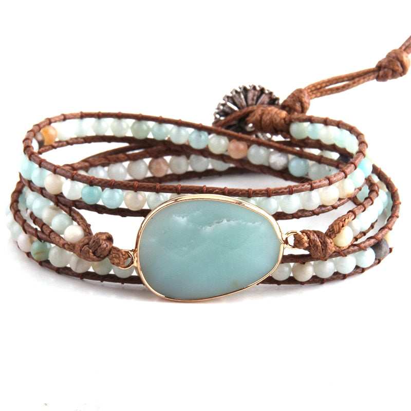 Handmade Three Strands Natural Stone Bracelet