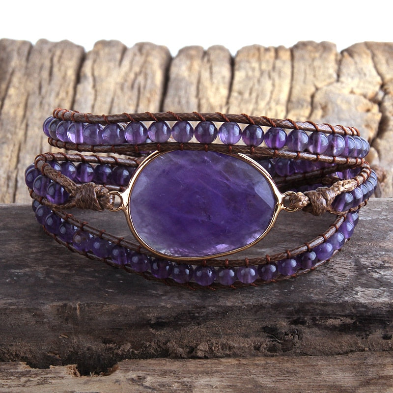 Handmade Three Strands Natural Stone Bracelet