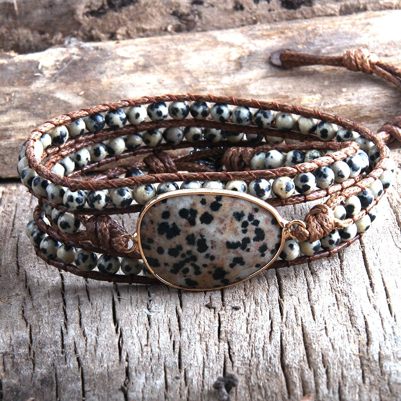 Handmade Three Strands Natural Stone Bracelet