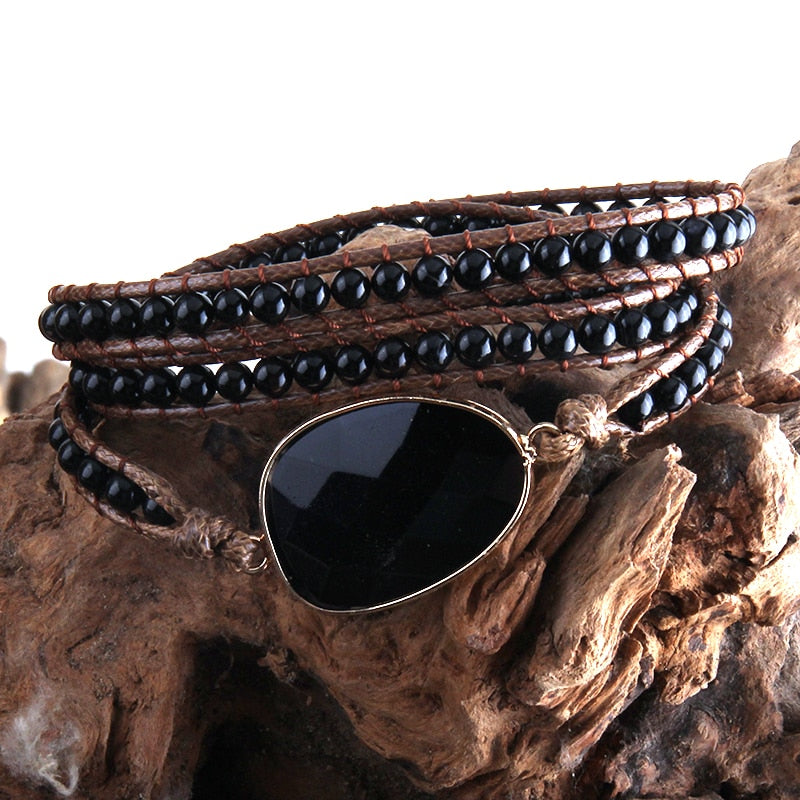 Handmade Three Strands Natural Stone Bracelet