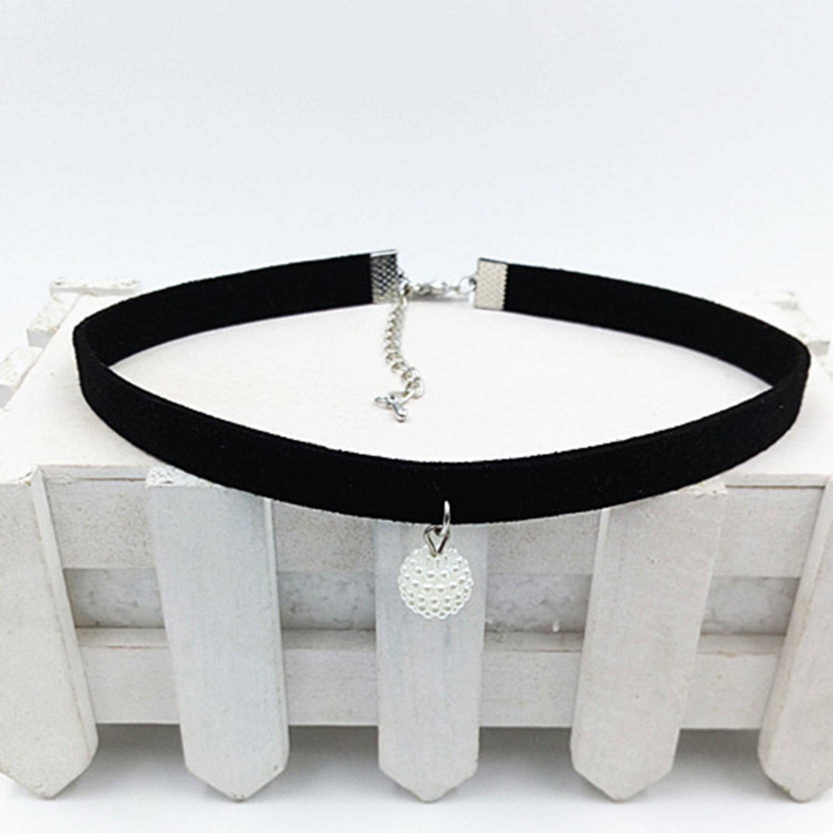 Black Rope Ball Choker Necklace-Choker Necklaces-Kirijewels.com-White-Kirijewels.com