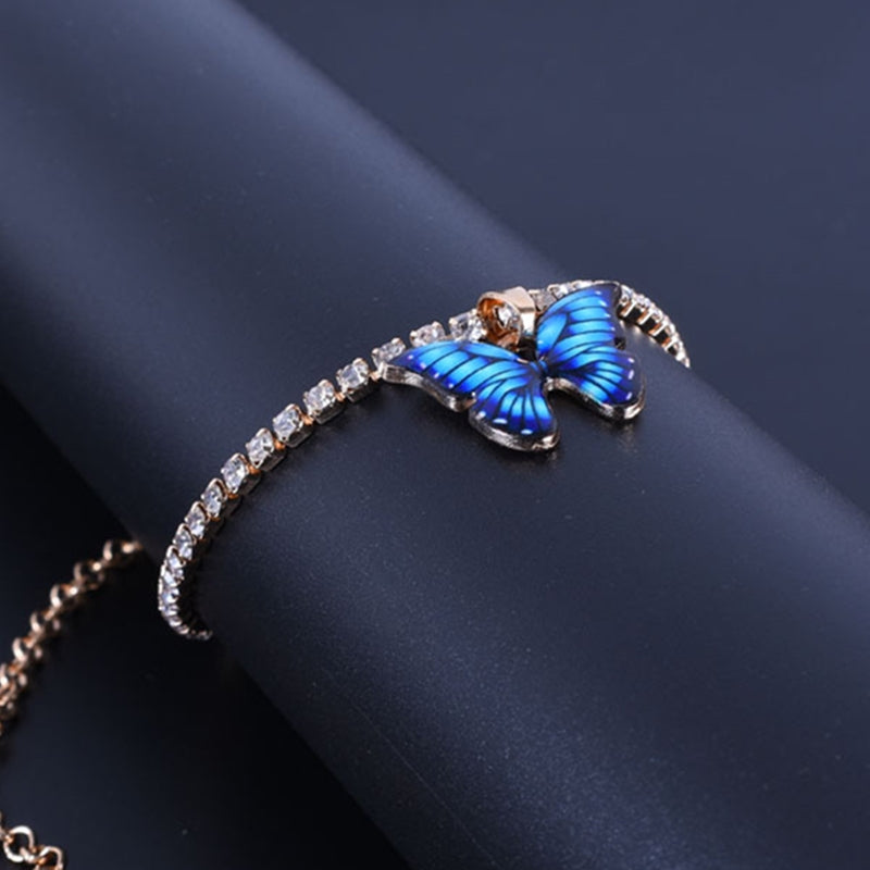 Rhinestone Charm Crystal Butterfly Anklet