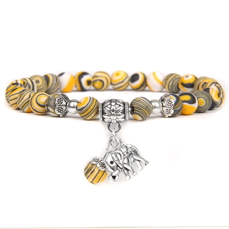Natural Stone Charm Beads Elephant Bracelet