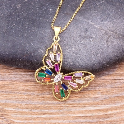 Ava Rhinestone Crystal Butterfly Wedding Necklace