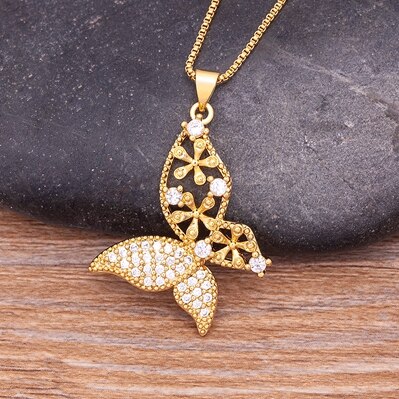 Ava Rhinestone Crystal Butterfly Wedding Necklace