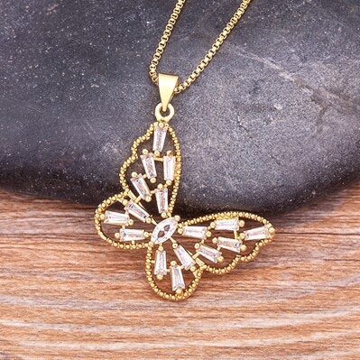 Ava Rhinestone Crystal Wedding Butterfly Necklace