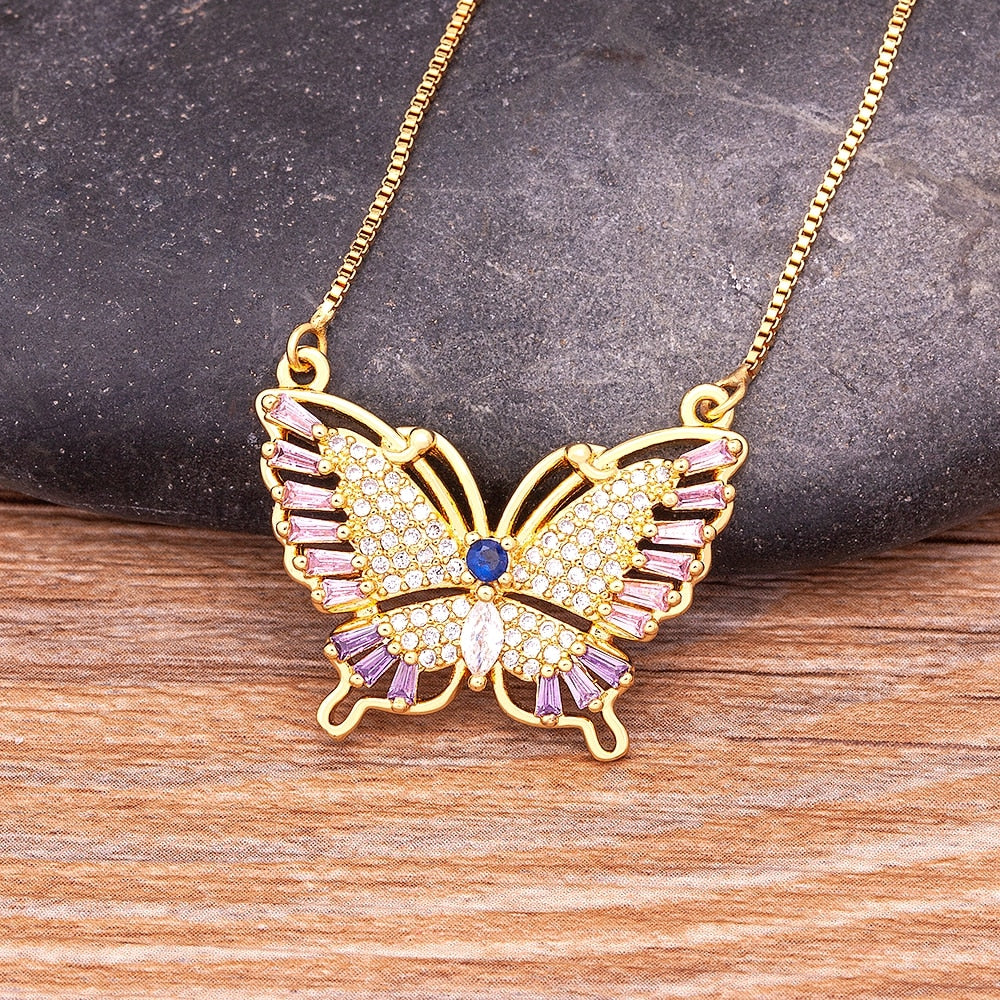 Ava Rhinestone Crystal Wedding Butterfly Necklace