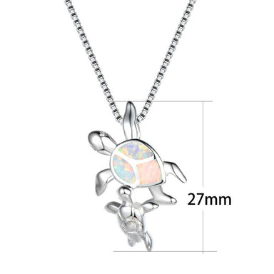 Mom And Baby Fire Opal Turtle Necklace - Kirijewels.com