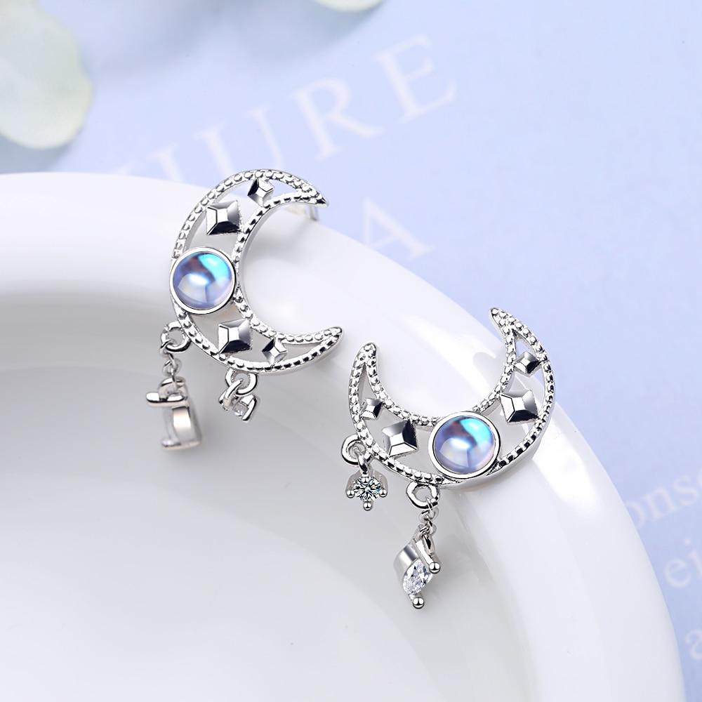 Hollow Moon Zircon Tassel Dangle Earrings - Kirijewels.com