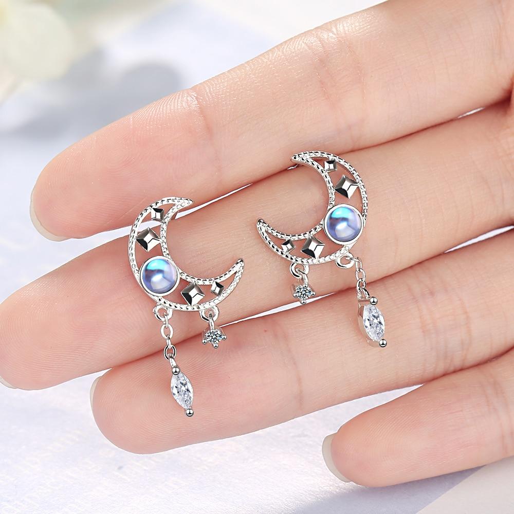 Hollow Moon Zircon Tassel Dangle Earrings - Kirijewels.com