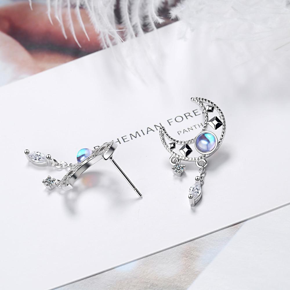 Hollow Moon Zircon Tassel Dangle Earrings - Kirijewels.com