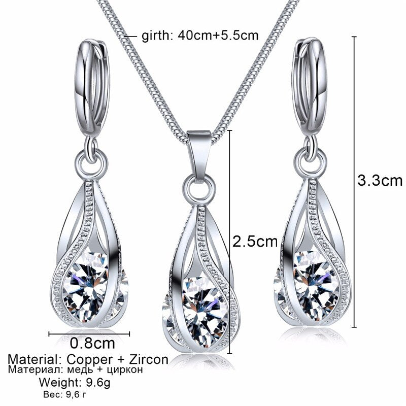 Crystal Cubic Zirconia Wedding Jewelry Set