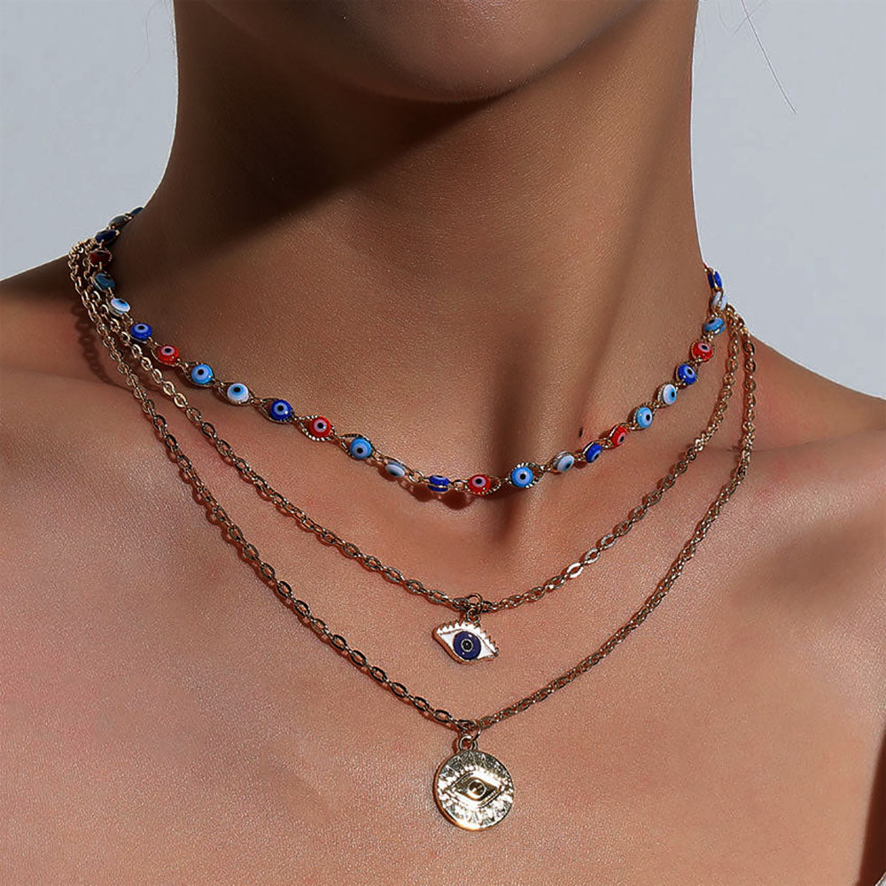 Turkish Evil Eye Multilayer Beads Choker Necklace
