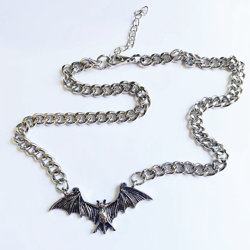 Halloween Gothic Link Chain Bat Necklace