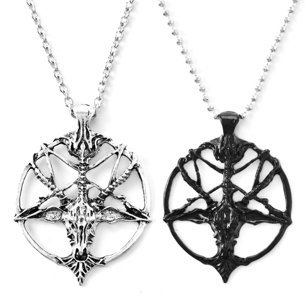 Pentagram Skull Goat Head Chain Necklace