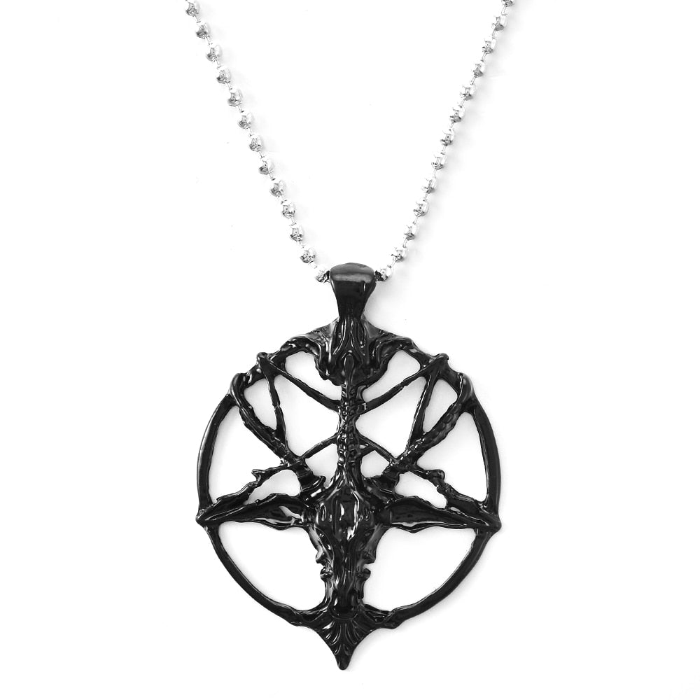 Pentagram Skull Goat Head Chain Necklace