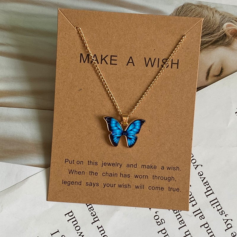 Make A Wish Zinc Alloy Link Chain Butterfly Necklace