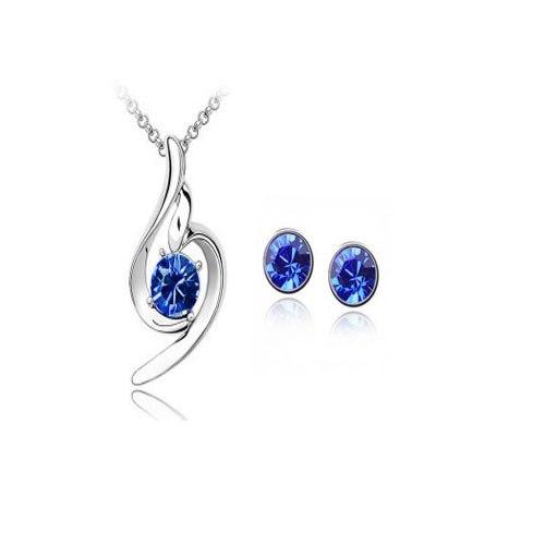 Linda Crystal Jewelry Set-Jewelry Sets-Kirijewels.com-dark blue-Kirijewels.com