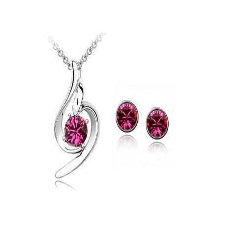 Linda Crystal Jewelry Set-Jewelry Sets-Kirijewels.com-purple red-Kirijewels.com