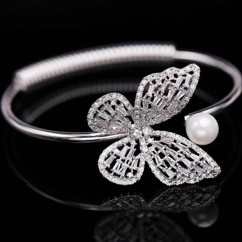 Cubic Zirconia Pearl Butterfly Jewelry Set - Kirijewels.com