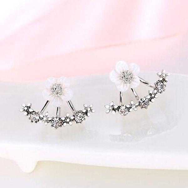 Flower Crystal Stud Earrings-Stud Earrings-Kirijewels.com-Silver-Kirijewels.com