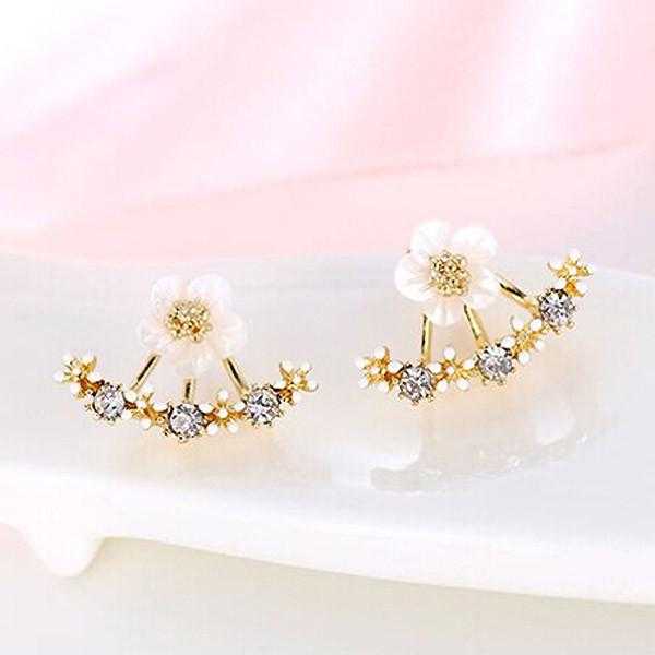 Flower Crystal Stud Earrings-Stud Earrings-Kirijewels.com-Gold-Kirijewels.com