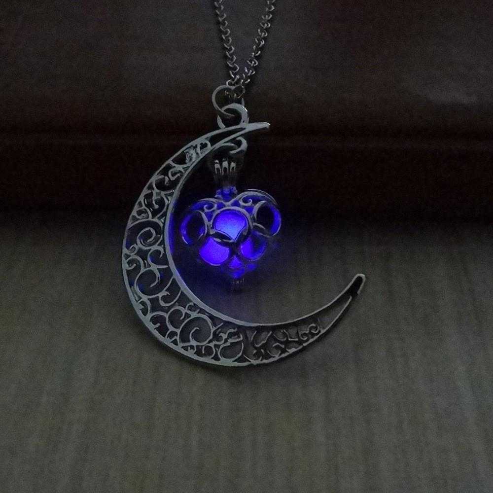 Moon Love Heart Fluorescent Necklace-Pendant Necklaces-Kirijewels.com-purple-Kirijewels.com