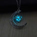 Moon Love Heart Fluorescent Necklace-Pendant Necklaces-Kirijewels.com-sky blue-Kirijewels.com