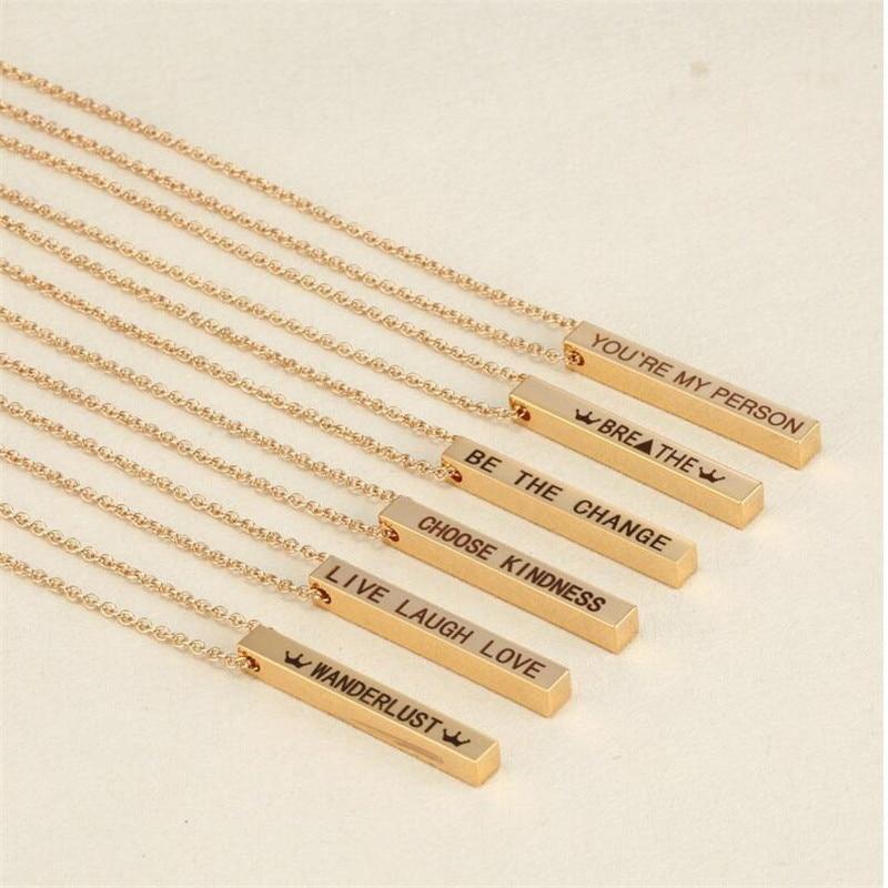 Personalized Engraving Square Bar Necklace - Kirijewels.com