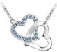 Austrian Crystal Zircon Double Heart Necklace-Pendant Necklaces-Kirijewels.com-light blue-Kirijewels.com