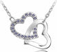 FREE Austrian Crystal Zircon Double Heart Necklace-Pendant Necklaces-Kirijewels.com-purple-Kirijewels.com