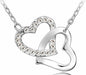 Rhinestone Double Heart Pendant Necklace-Pendant Necklaces-Kirijewels.com-white-Kirijewels.com