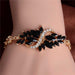 Free Austrian Crystal Stone Flower Bracelet-Bracelet-Kirijewels.com-Black-Kirijewels.com