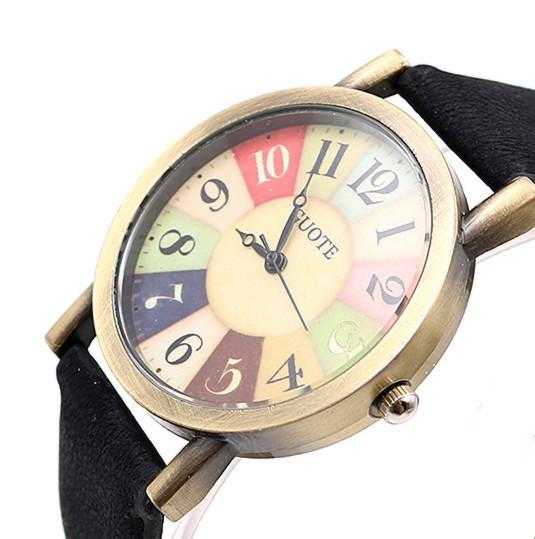 Elegant Leather Strap Rainbow Watch-Women's Watches-Kirijewels.com-Black-Kirijewels.com