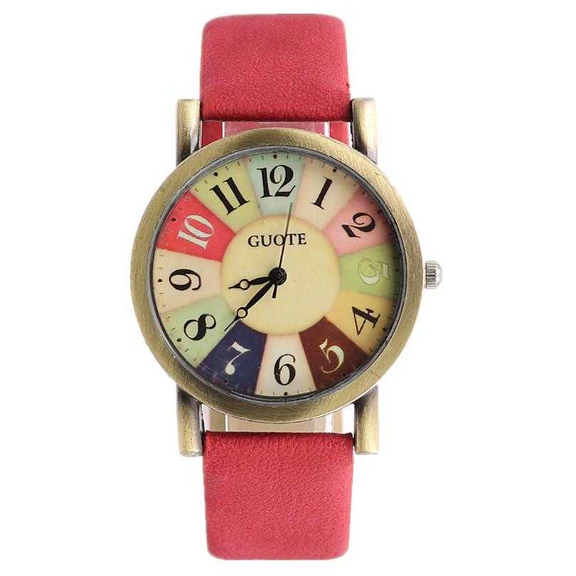 Free Elegant Leather Strap Rainbow Watch-Women's Watches-Kirijewels.com-Red-Kirijewels.com