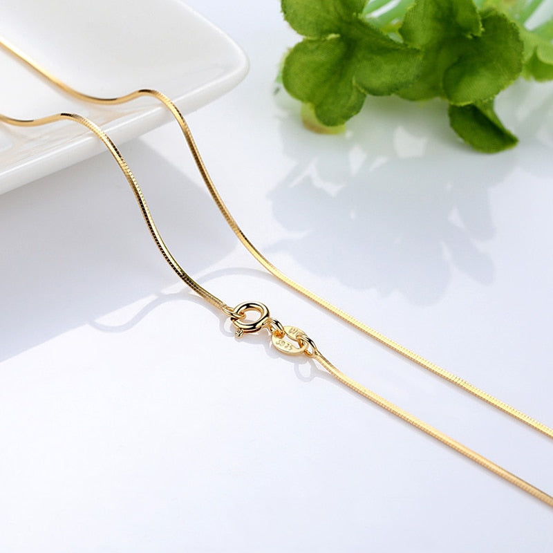 Emma Genuine 14k Gold Water Wave Snake Chain Necklace