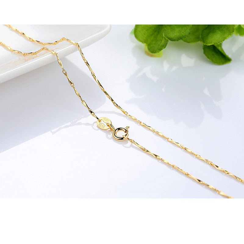 Emma Genuine 14k Gold Water Wave Snake Chain Necklace