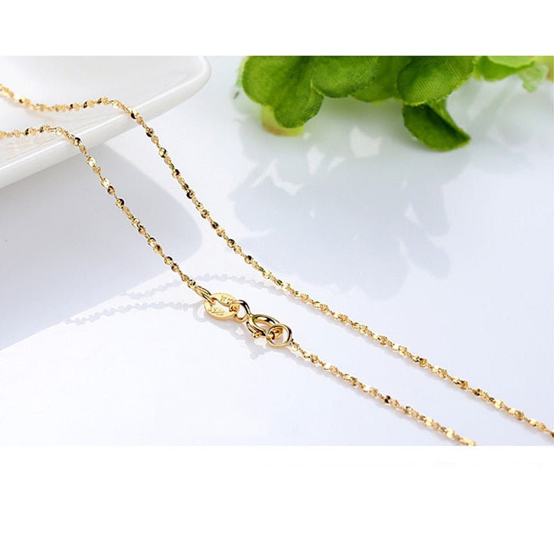 Genuine 14K Gold Water Wave Chain Snake Bone Necklace
