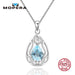 Genuine Natural Blue Topaz Real 925 Sterling Silver Necklace-Necklaces-Kirijewels.com-45cm-light blue-Kirijewels.com