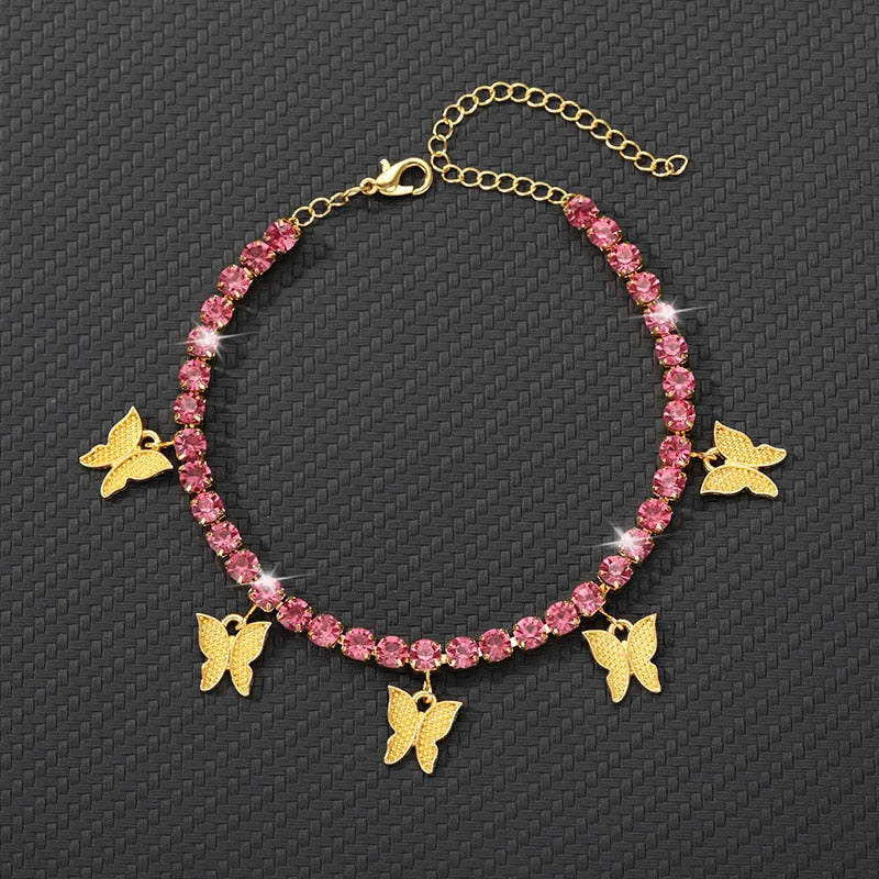 Rhinestone Sandals Butterfly Anklet Bracelet