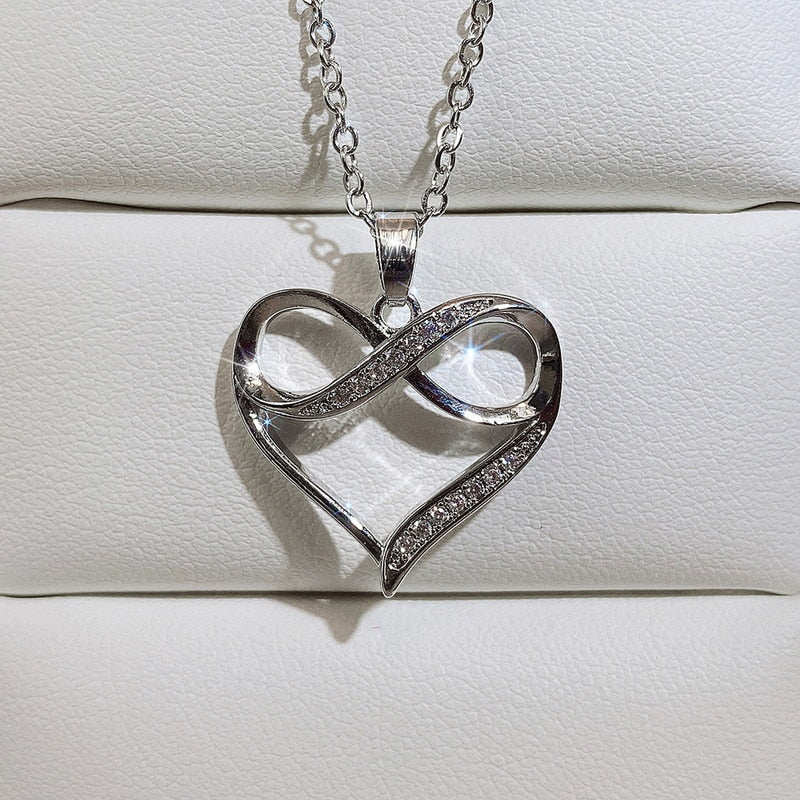 Shining Bling Double Layer Wedding Heart Chain Necklace