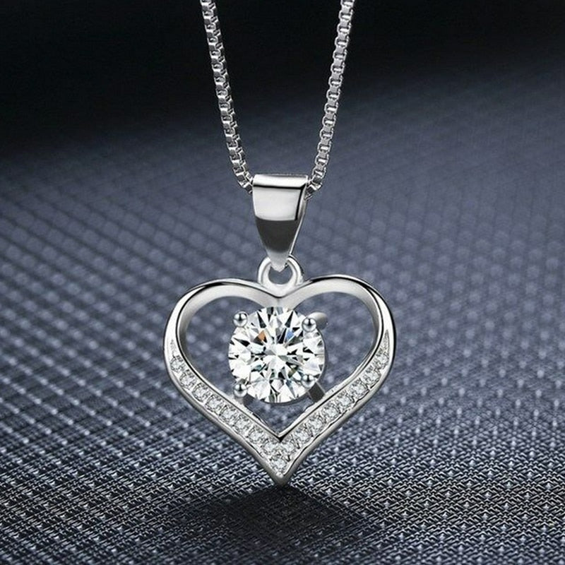 Shining Bling Double Layer Wedding Heart Chain Necklace