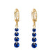 Long Crystal Rhinestone Pendant Drop Earrings-Drop Earrings-Kirijewels.com-Gold Blue 26K102-Kirijewels.com