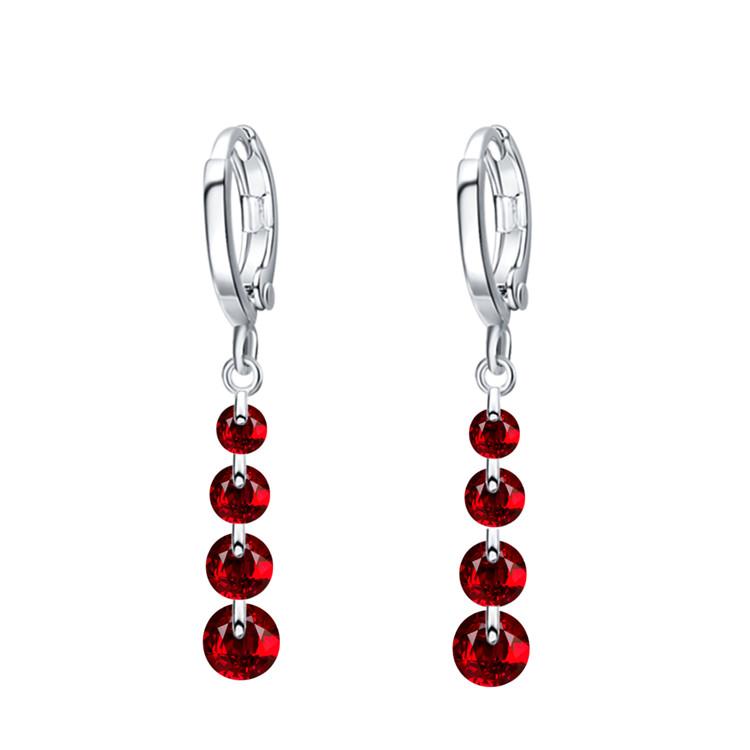 Long Crystal Rhinestone Pendant Drop Earrings-Drop Earrings-Kirijewels.com-Silver Red 26K110-Kirijewels.com