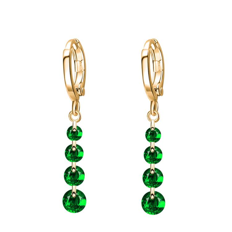 Long Crystal Rhinestone Pendant Drop Earrings-Drop Earrings-Kirijewels.com-Gold Green 26K100-Kirijewels.com