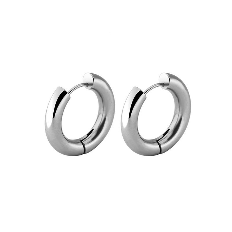 Stainless Steel Round Circle Huggies Hoop Earrings
